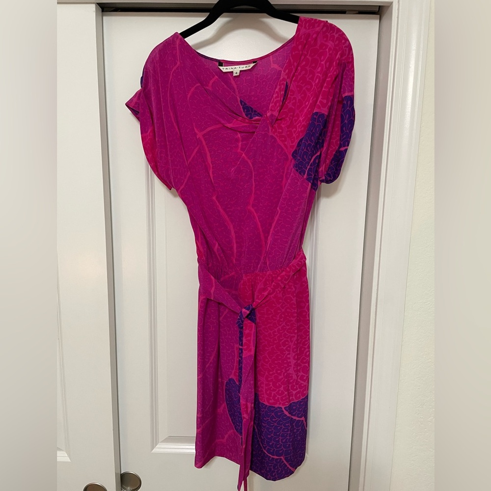 Trina Turk Vibrant Pink and Purple Midi Dress